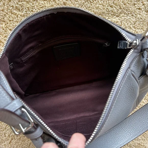 Coach Rori Gray Pebbled Leather Hobo Shoulder Bag - Picture 7 of 16